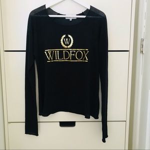 NEW✨🛍️ WILDFOX Black Sheer Sweater with Gold Emblem
